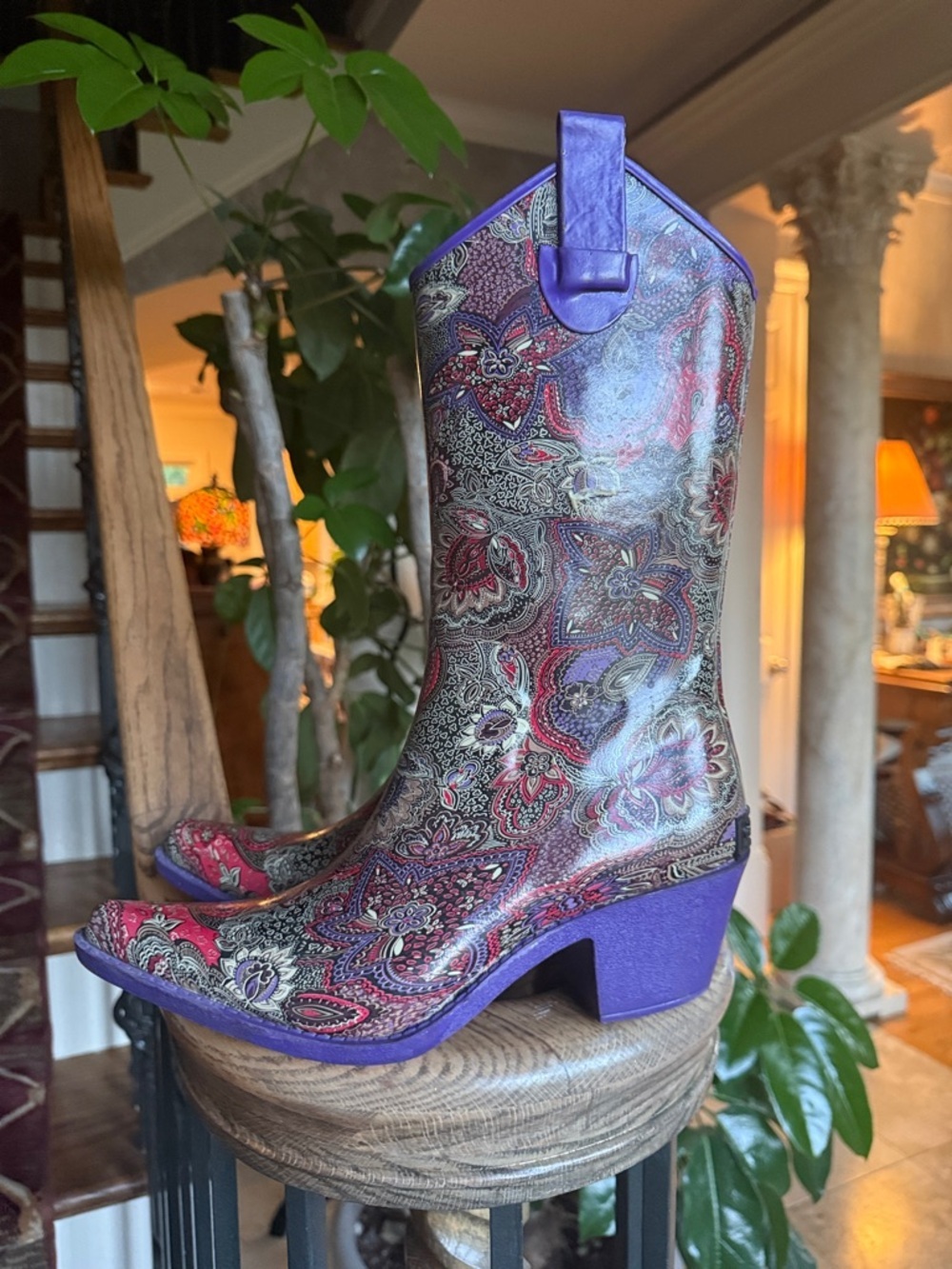 CORKYS Ladies size 6 western rubber boot excellent condition Paisley print - Picture 6 of 9